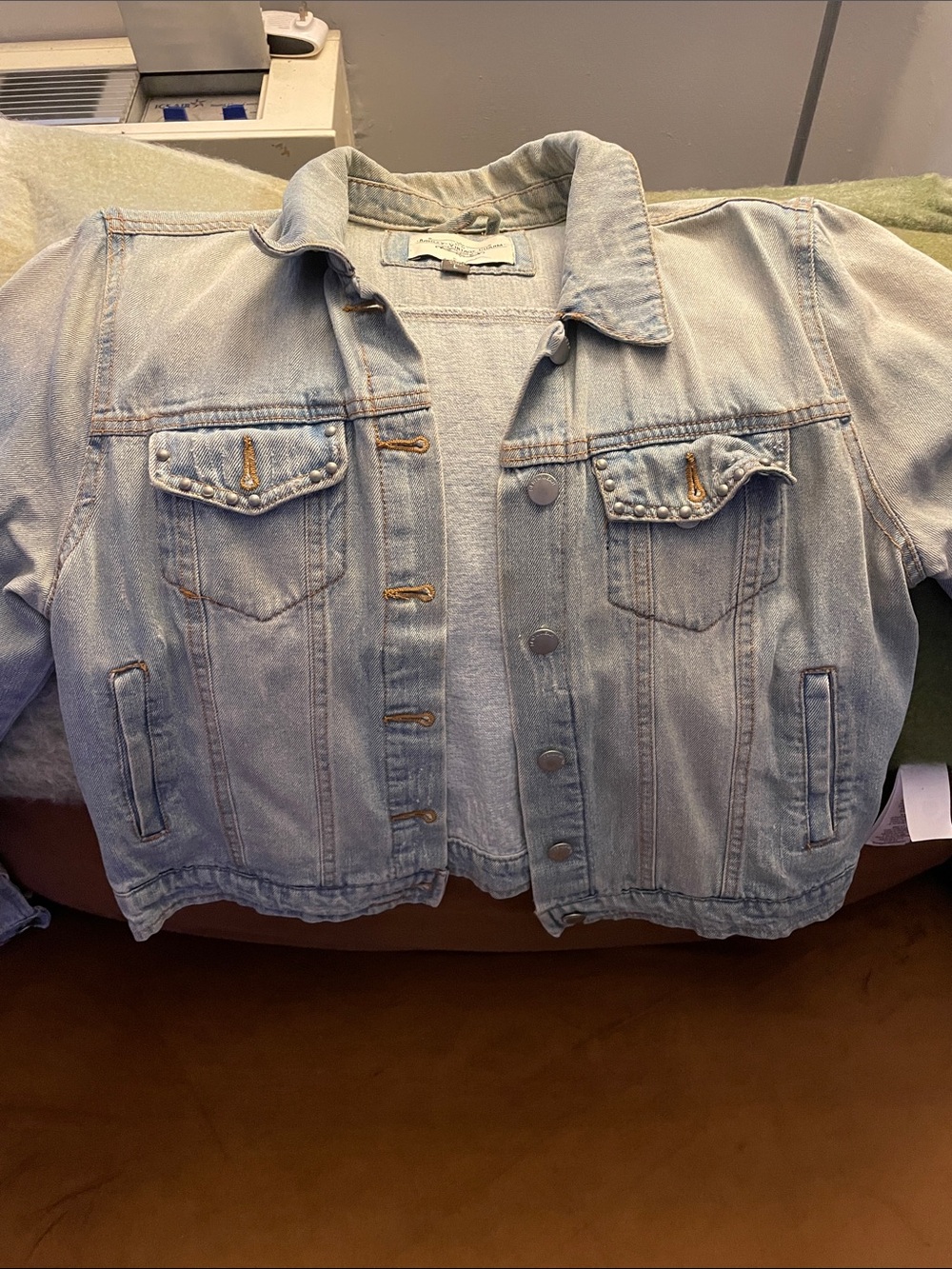 Light Wash Stud-Accent Denim Jacket - Women